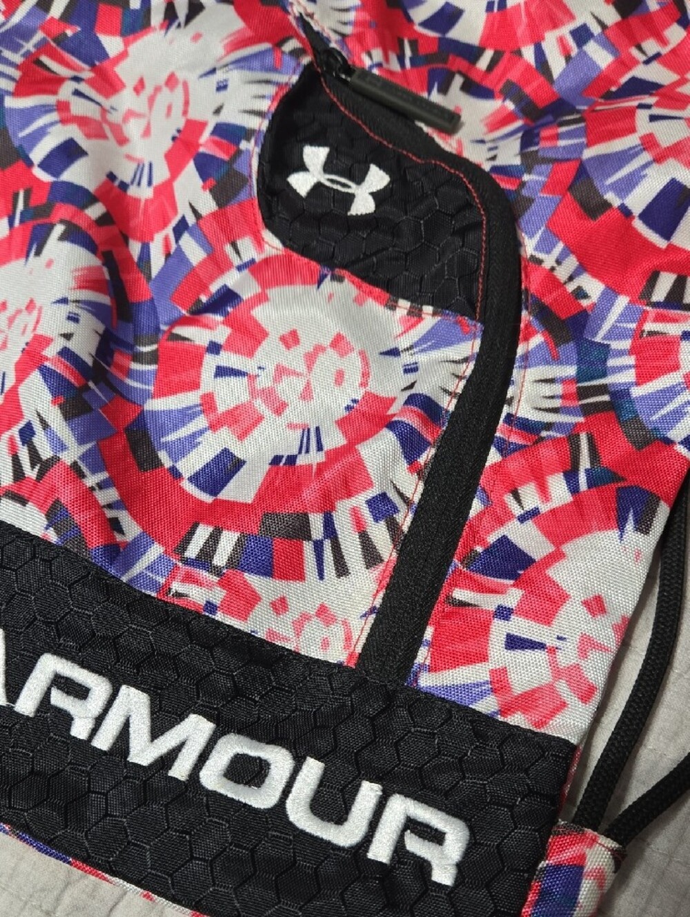 Under Armour Pink & Purple Splatter Pattern Drawstring Backpack - Picture 2 of 6